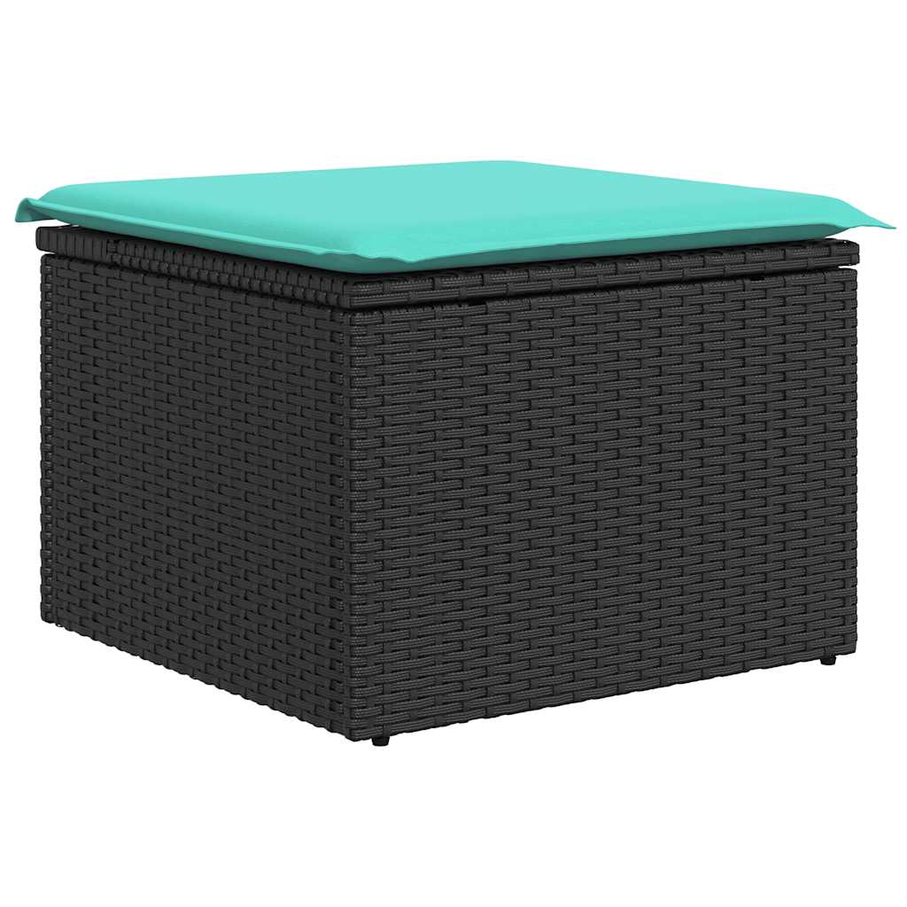 Set Divano da Giardino 6 pz con Cuscini Nero in Polyrattan