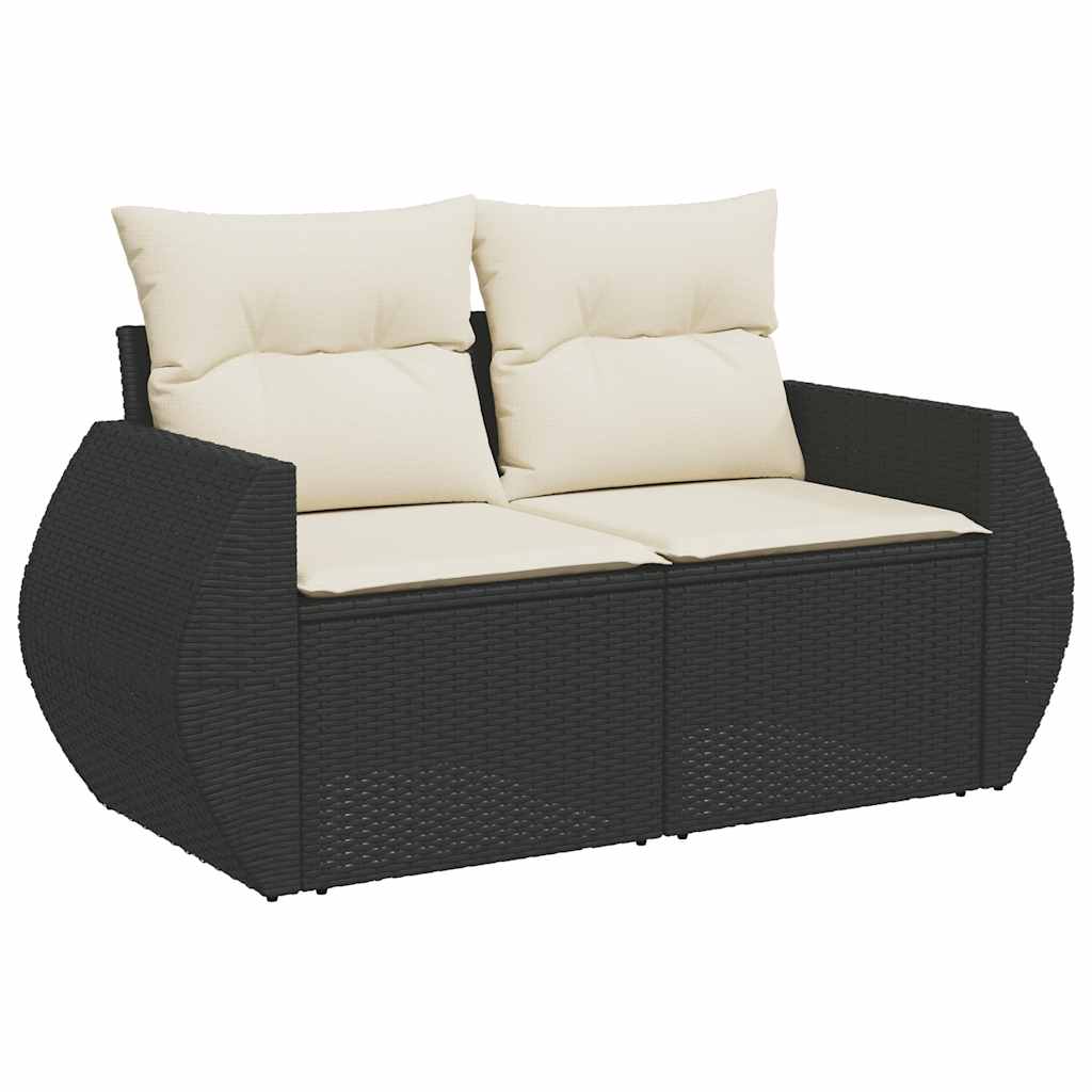 Set Divani da Giardino 5 pz con Cuscini in Polyrattan Nero