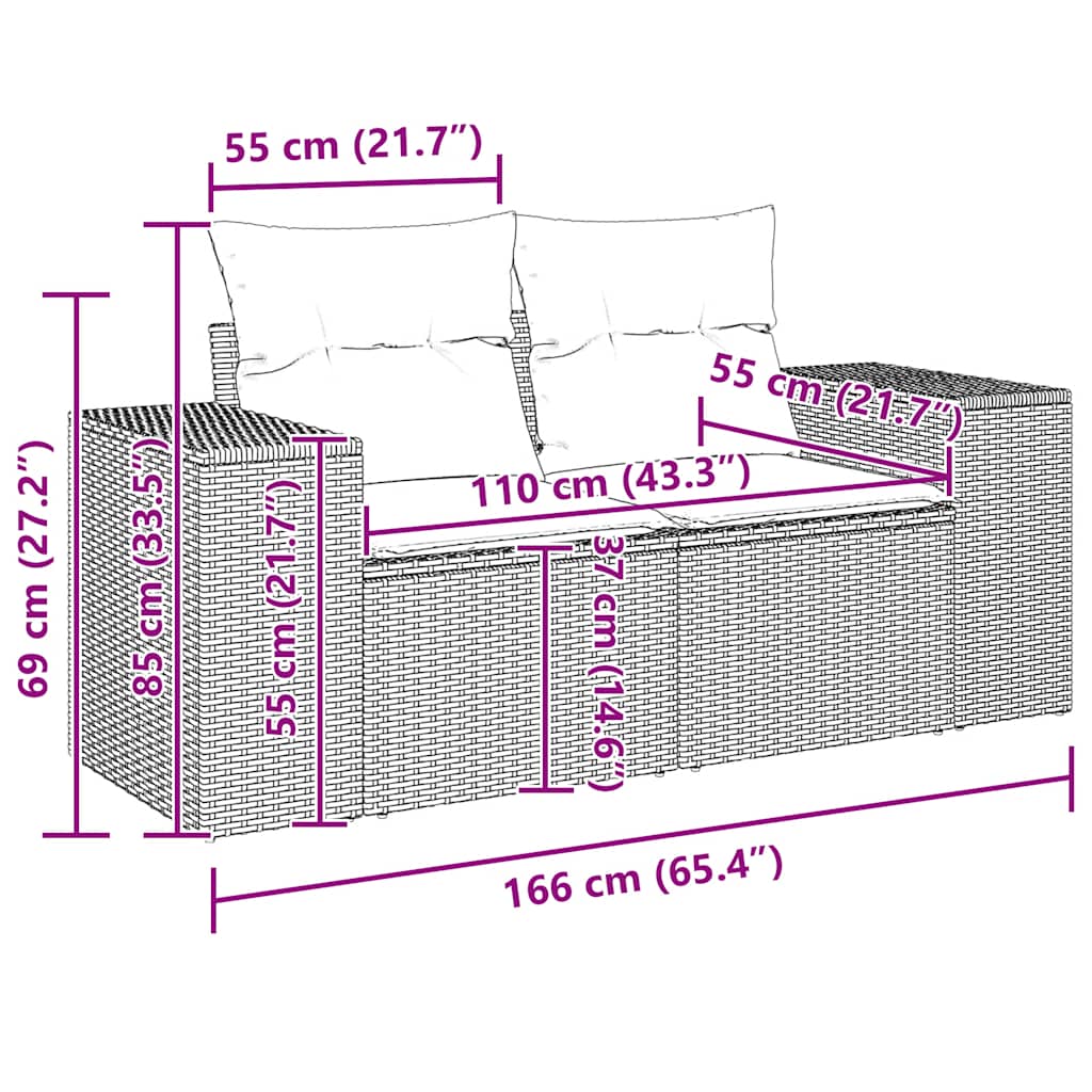 Set Divano da Giardino 6 pz con Cuscini Grigio in Polyrattan