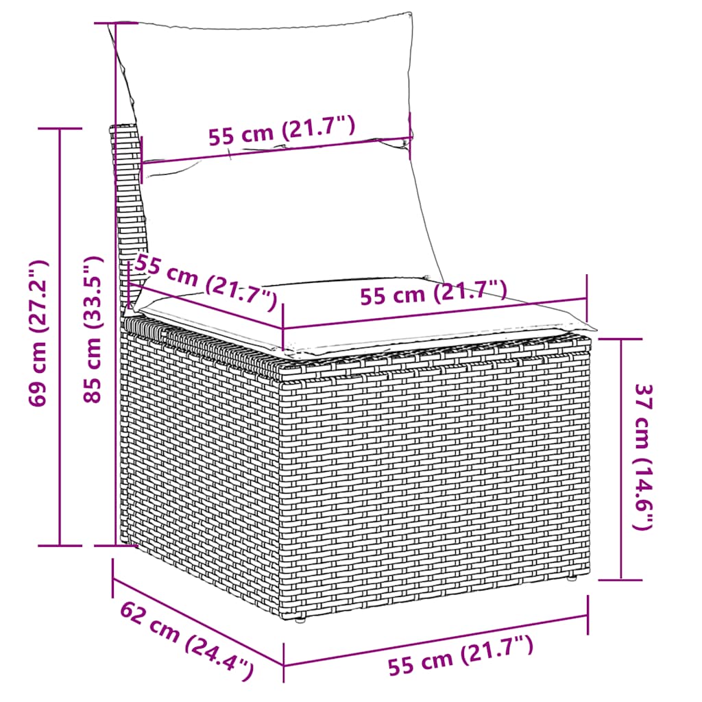 Set Divani da Giardino 5 pz con Cuscini in Polyrattan Nero