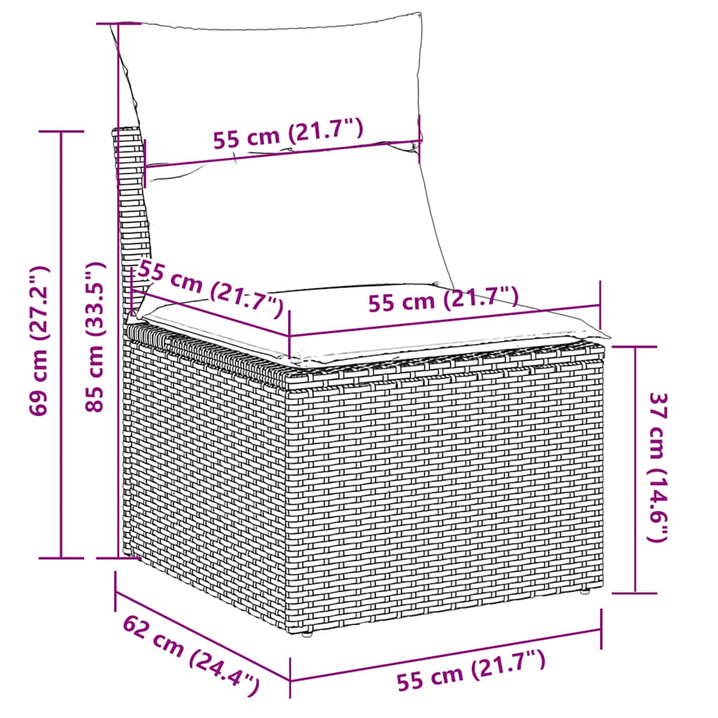 Set Divano da Giardino 5 pz con Cuscini Beige in Polyrattan
