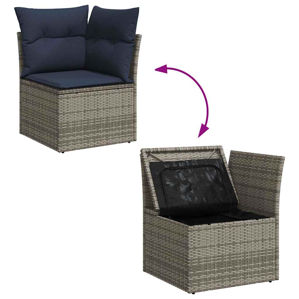 Set Divano da Giardino 5 pz con Cuscini Grigio in Polyrattan
