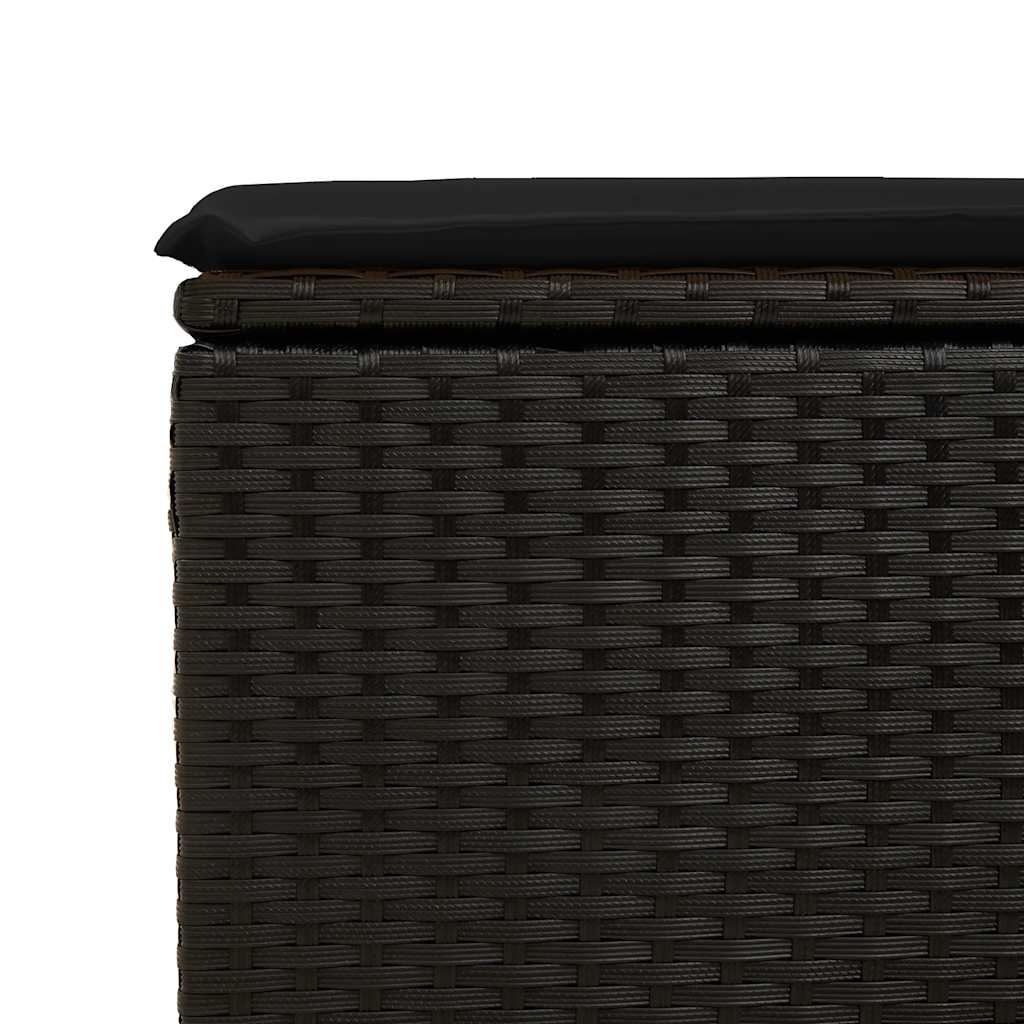Set Divano da Giardino 6 pz con Cuscini Nero Polyrattan Acacia