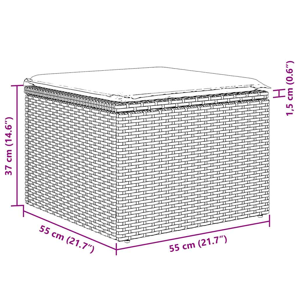 Set Divano da Giardino 6pz con Cuscini Grigio Polyrattan Acacia