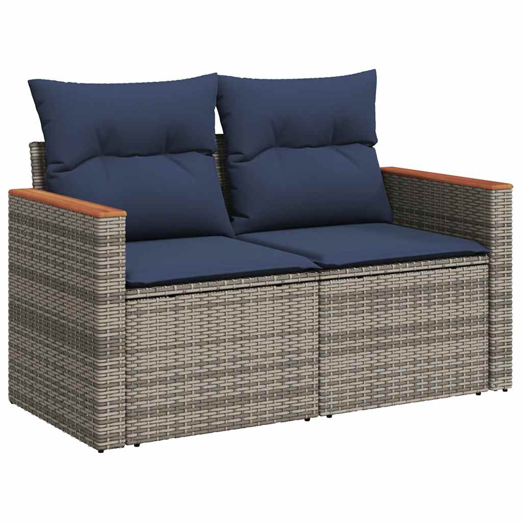 Set Divano da Giardino 6 pz con Cuscini Grigio in Polyrattan