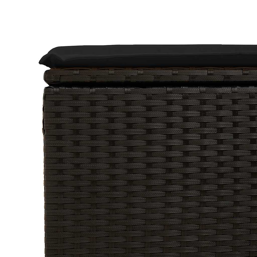 Set Divano da Giardino 6 pz con Cuscini Nero Polyrattan Acacia