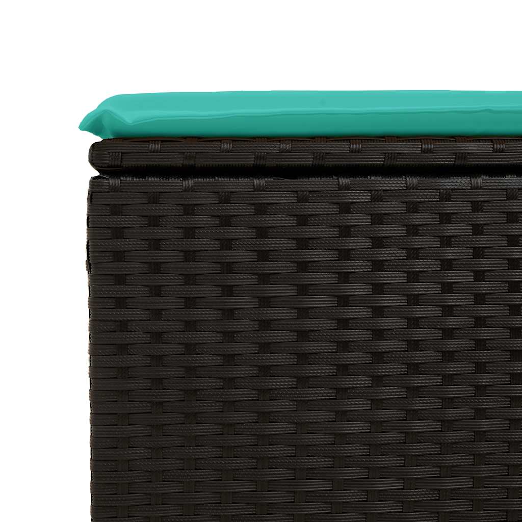 Set Divano da Giardino 6 pz con Cuscini Nero Polyrattan Acacia