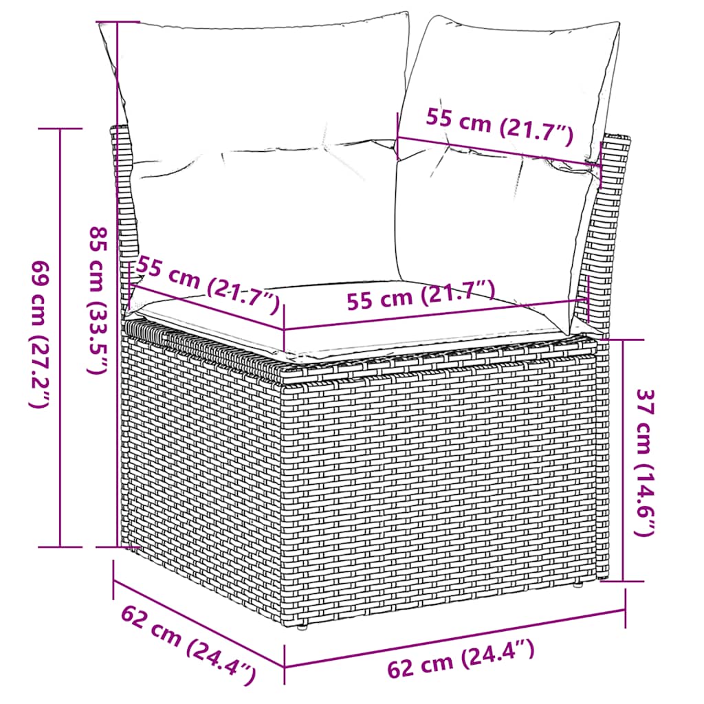 Set Divano Giardino 5 pz con Cuscini Grigio Polyrattan Acacia