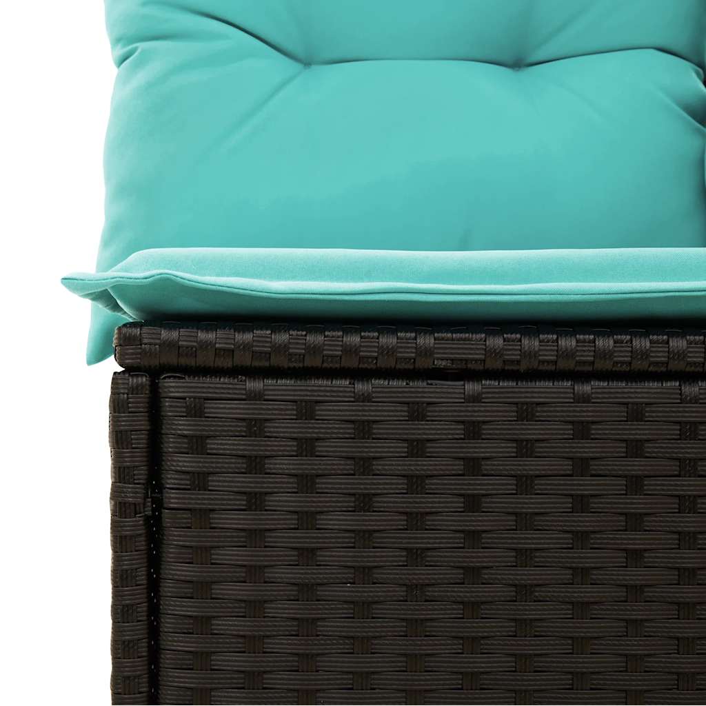 Set Divani da Giardino 5 pz con Cuscini Nero Polyrattan Acacia