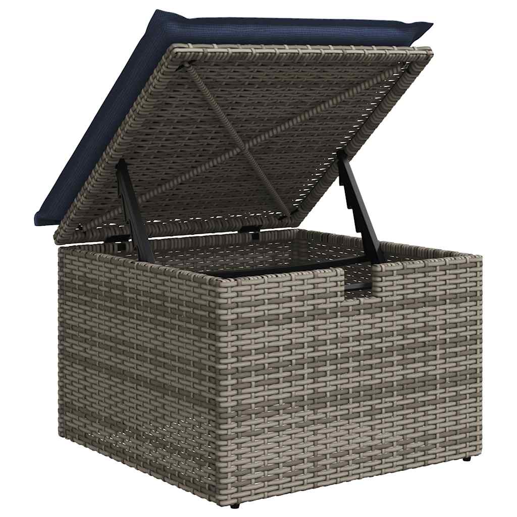 Set Divano da Giardino 6pz con Cuscini Grigio Polyrattan Acacia