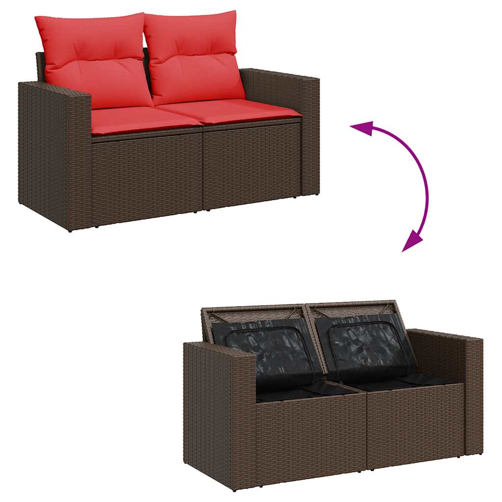 Set Divano da Giardino 6 pz con Cuscini Marrone