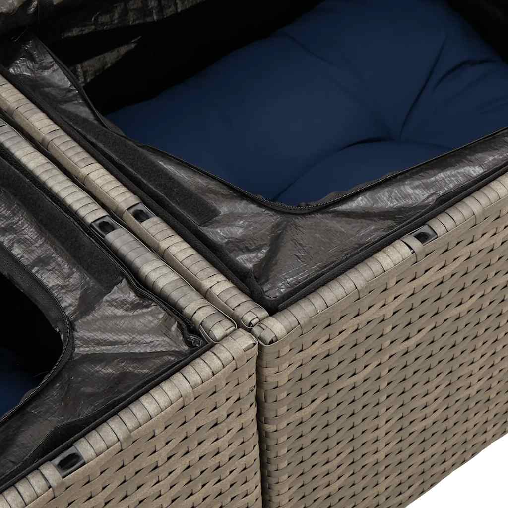 Set Divano Giardino 6 pz con Cuscini Grigio Polyrattan Acacia
