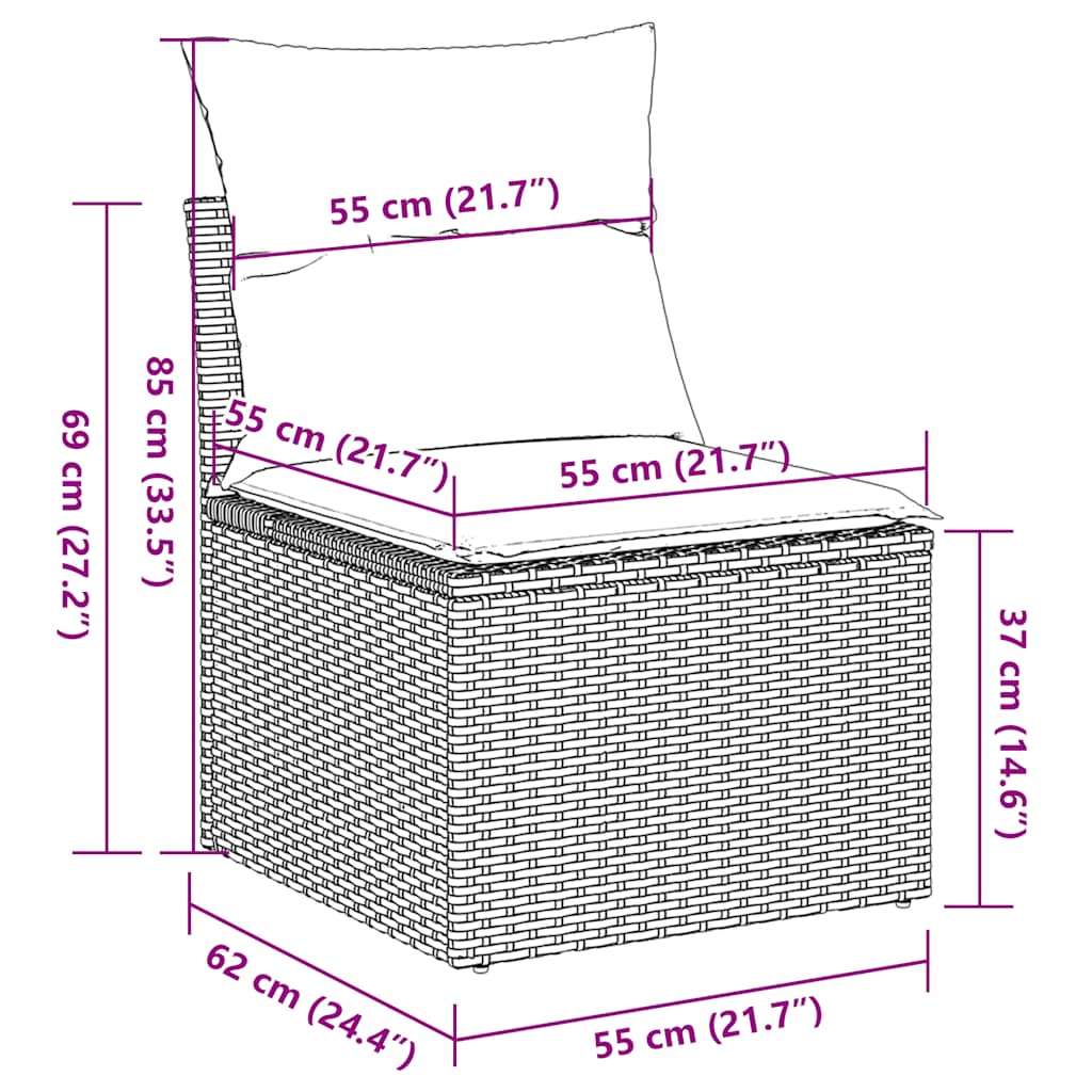 Set Divano da Giardino 6 pz con Cuscini Grigio in Polyrattan