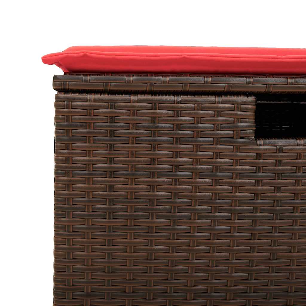 Set Divano da Giardino 6 pz con Cuscini Marrone Polyrattan