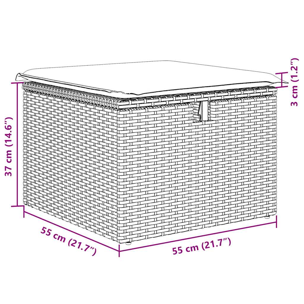 Set Divano da Giardino 6pz con Cuscini Grigio Polyrattan Acacia