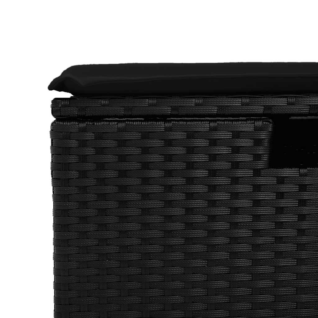 Set Divano da Giardino 6 pz con Cuscini Nero Polyrattan Acacia