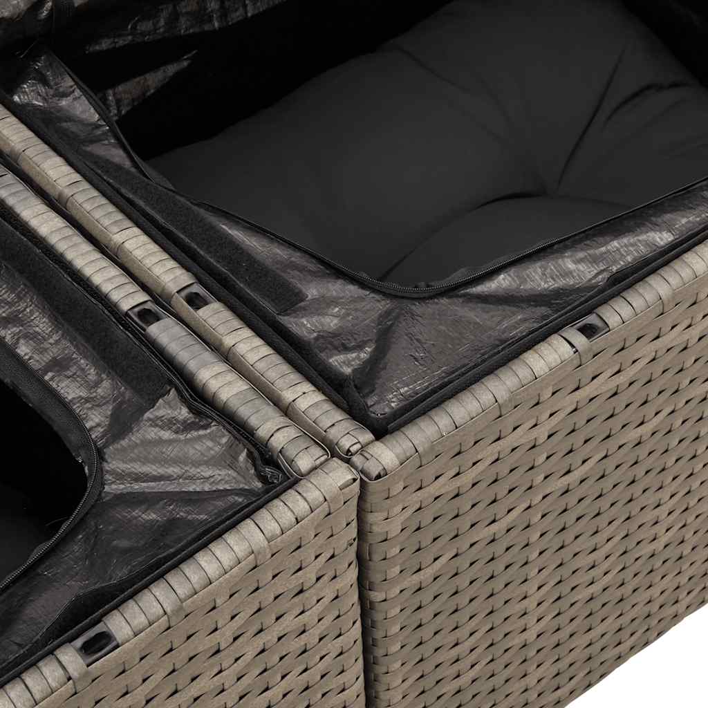 Set Divano da Giardino 6pz con Cuscini Grigio Polyrattan Acacia
