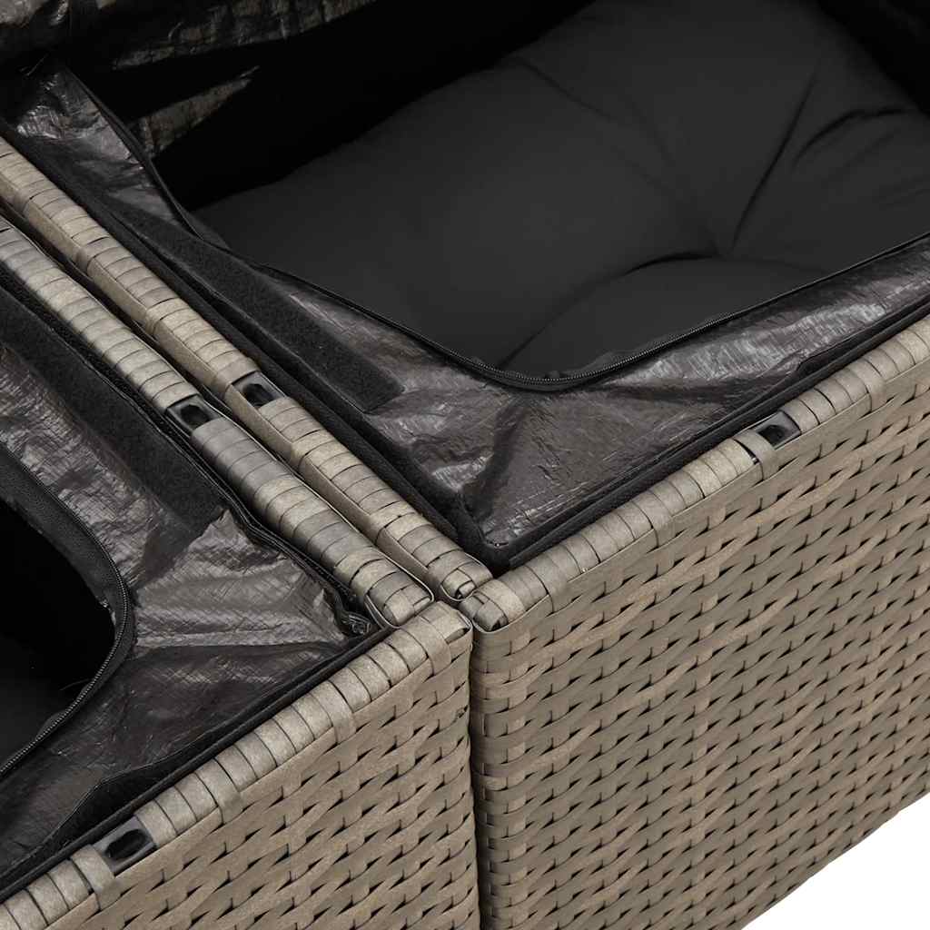 Set Divano da Giardino 6pz con Cuscini Grigio Polyrattan Acacia