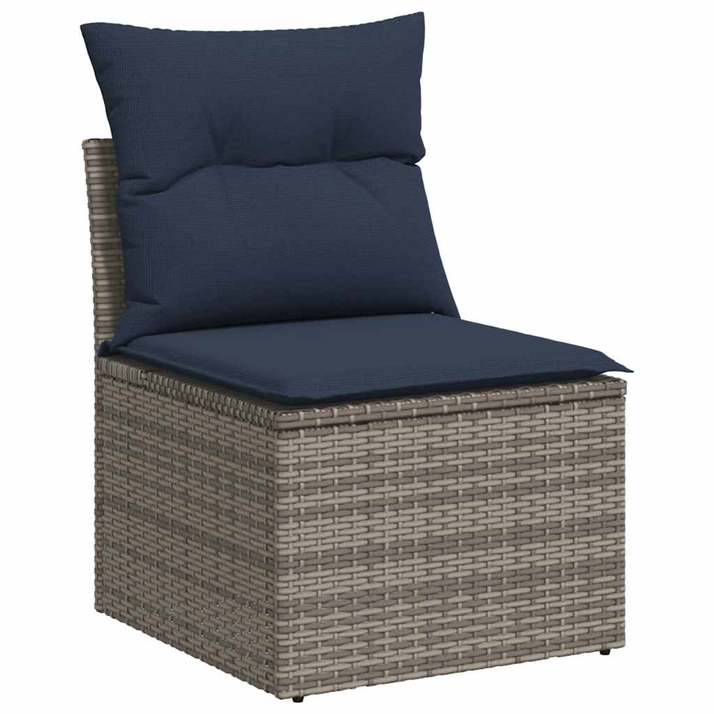 Set Divano da Giardino 6 pz con Cuscini Nero Polyrattan Acacia