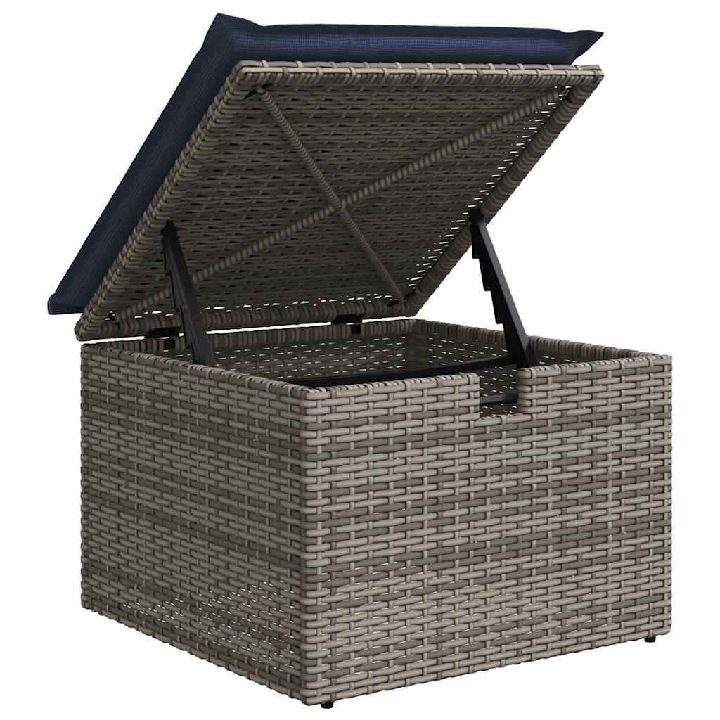Set Divano da Giardino 6pz con Cuscini Grigio Polyrattan Acacia