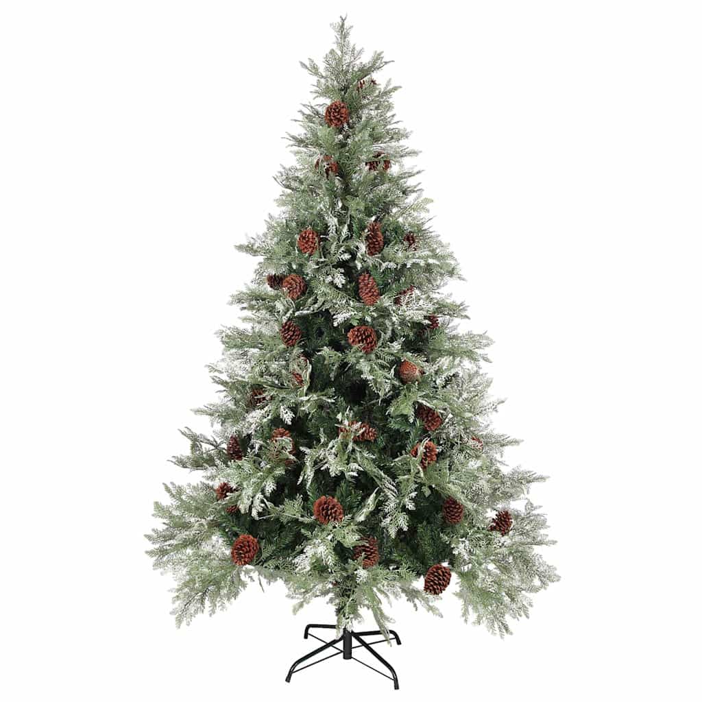 Albero di Natale Preilluminato con Pigne Verde 120 cm PVC e PE