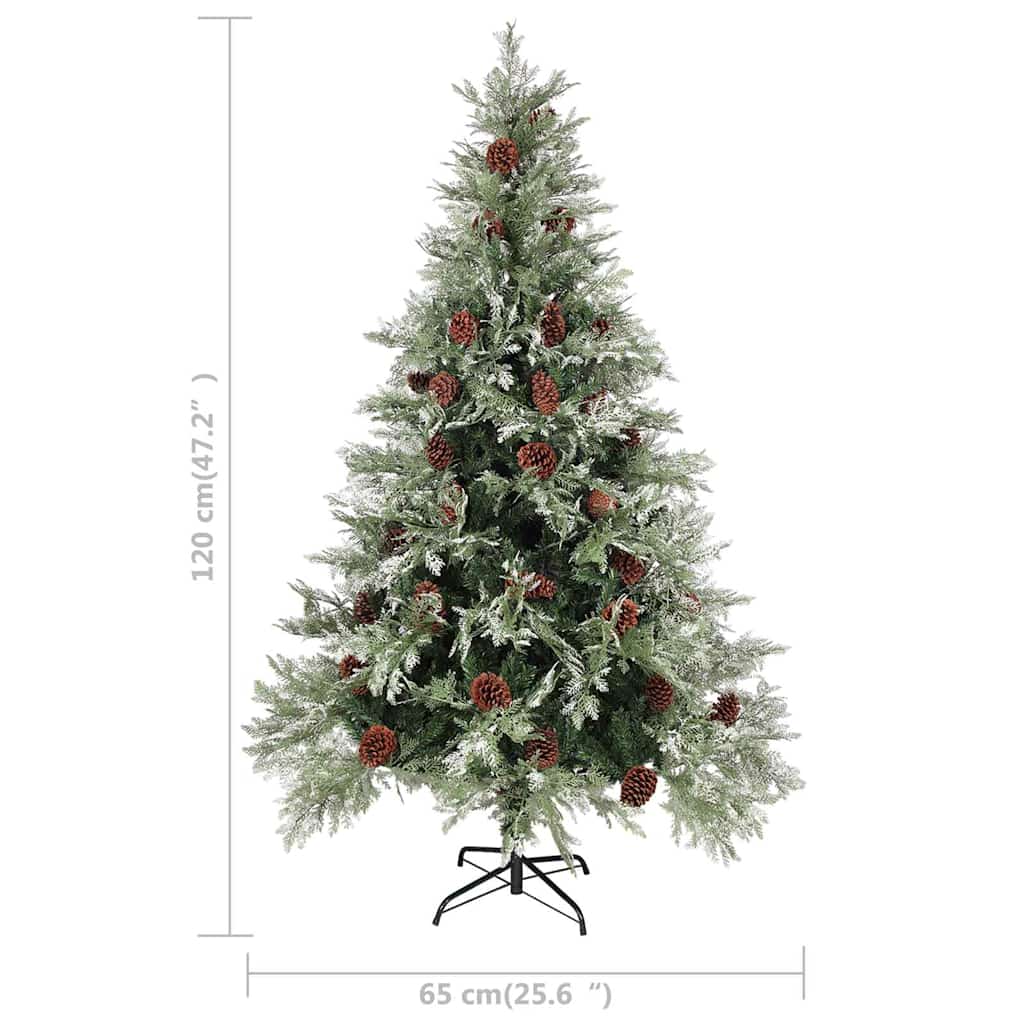 Albero di Natale Preilluminato con Pigne Verde 120 cm PVC e PE