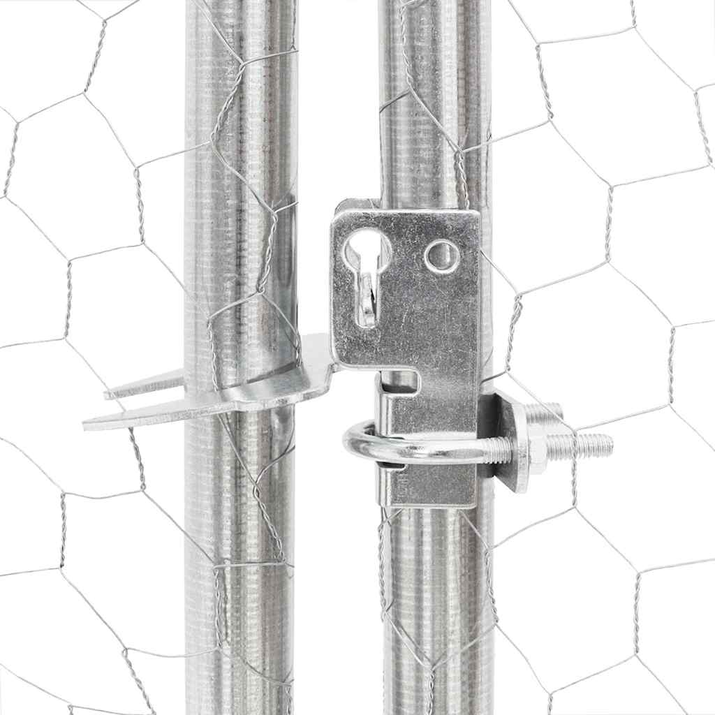 Recinto per Polli con Tetto 2,5x8x2,25 m in Acciaio Zincato