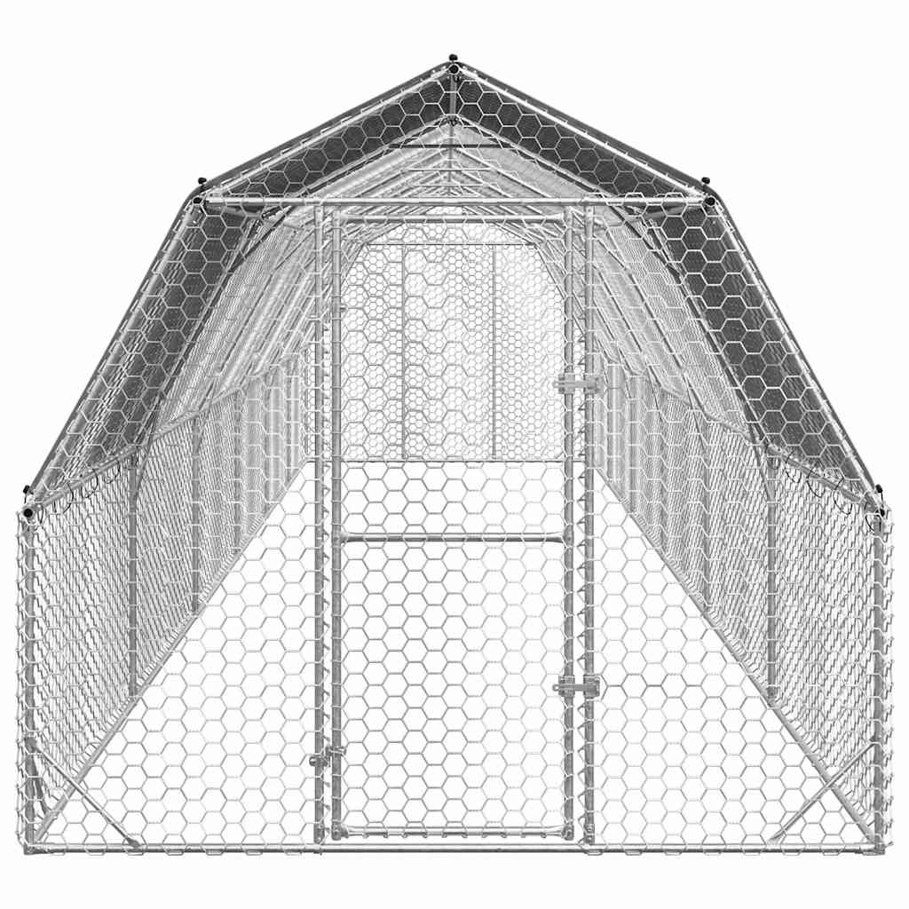 Recinto per Polli con Tetto 2,5x12x2,25 m in Acciaio Zincato