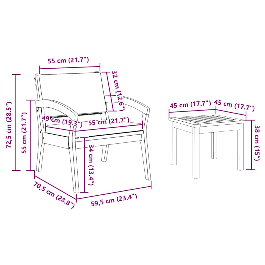 Set bistrot 5 pz Marrone Poliestere