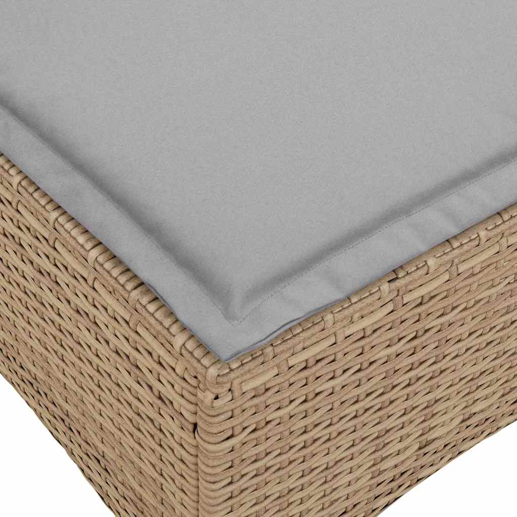 Set Divano da Giardino 3 pz con Cuscini a L Beige in Polyrattan