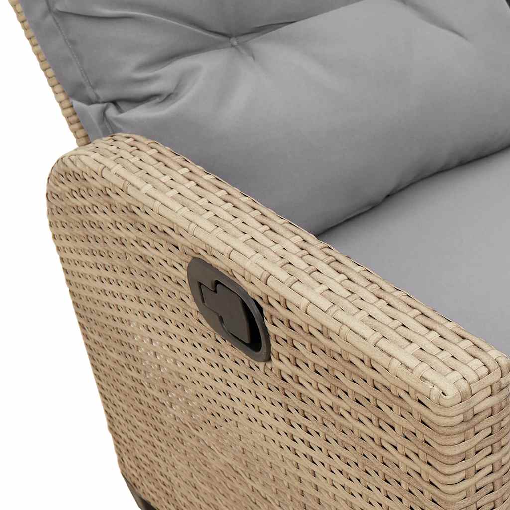 Set Divano da Giardino 3 pz con Cuscini a L Beige in Polyrattan