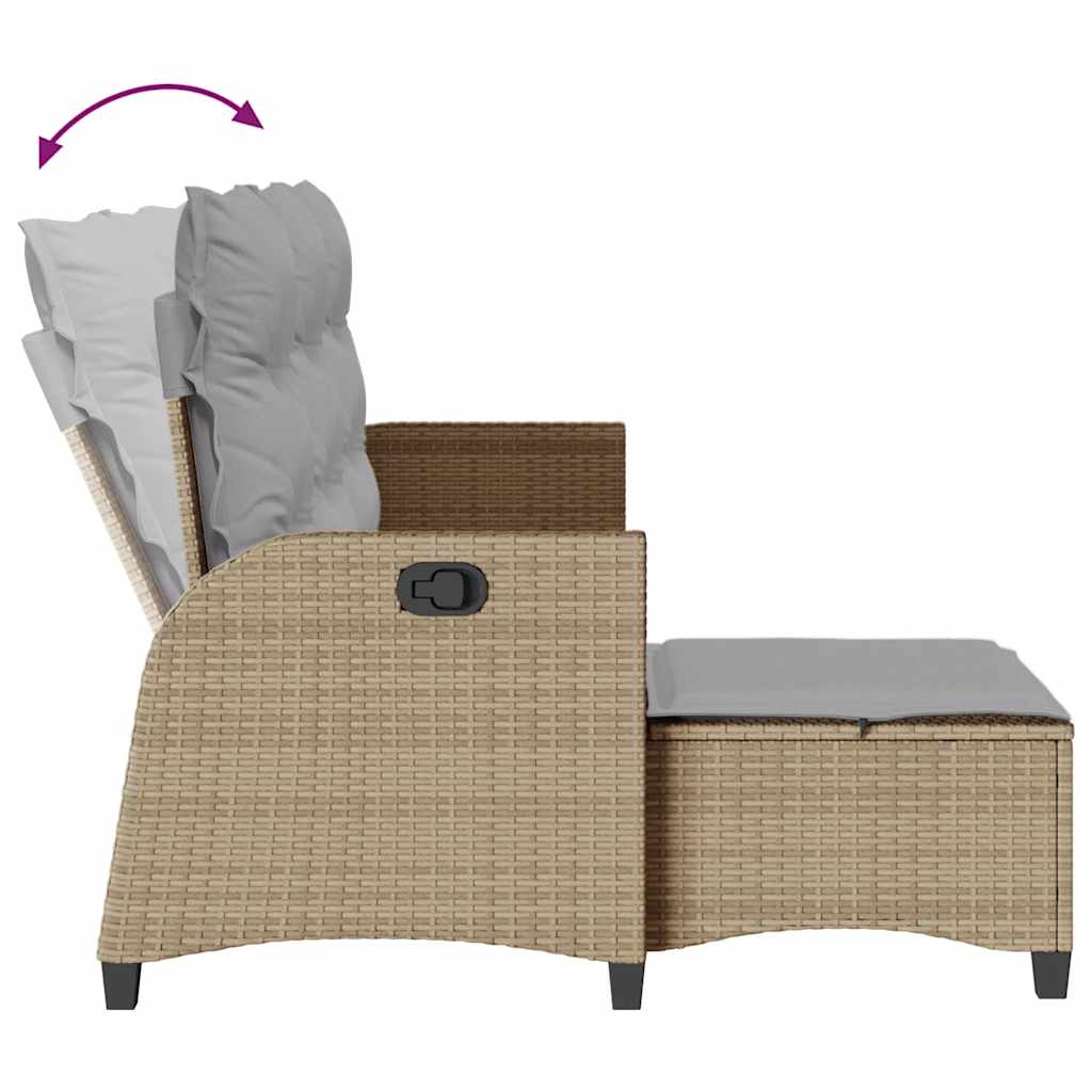 Set Divano da Giardino 3 pz con Cuscini a L Beige in Polyrattan