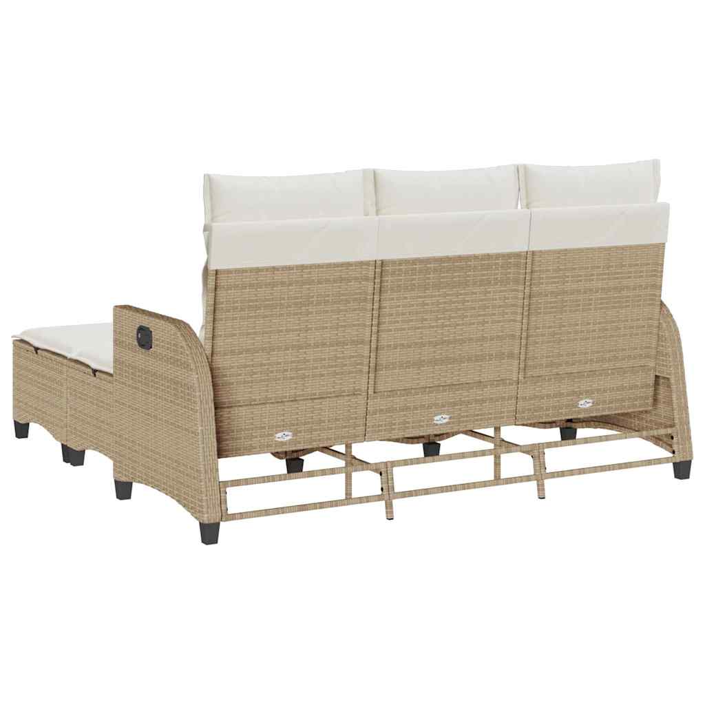 Set Divano da Giardino 3 pz con Cuscini a L Beige in Polyrattan