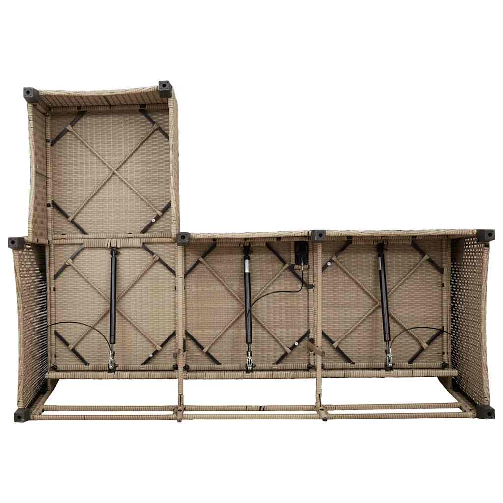 Set Divano da Giardino 3 pz con Cuscini a L Beige in Polyrattan