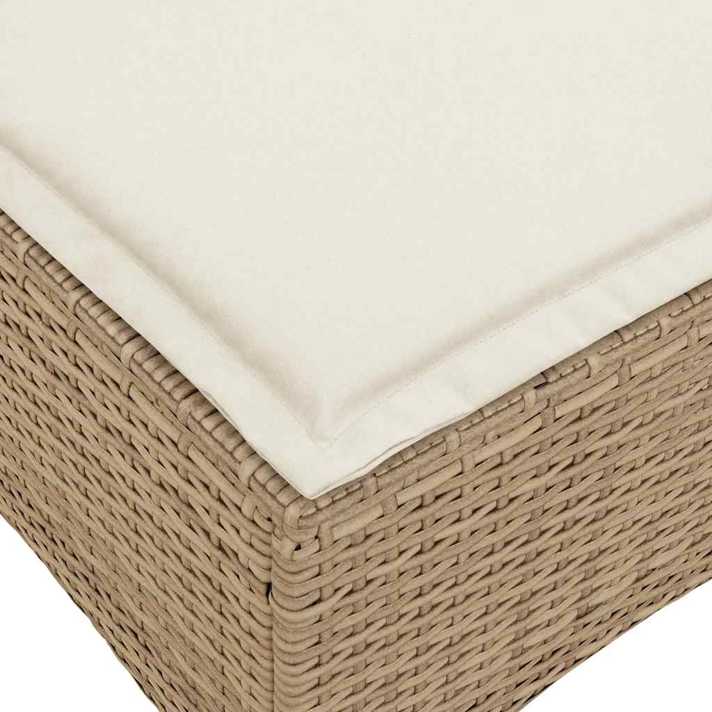 Set Divano da Giardino 3 pz con Cuscini a L Beige in Polyrattan