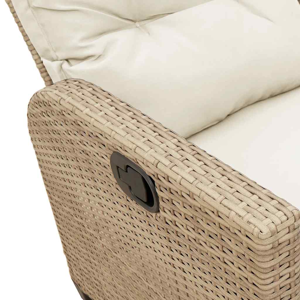 Set Divano da Giardino 3 pz con Cuscini a L Beige in Polyrattan