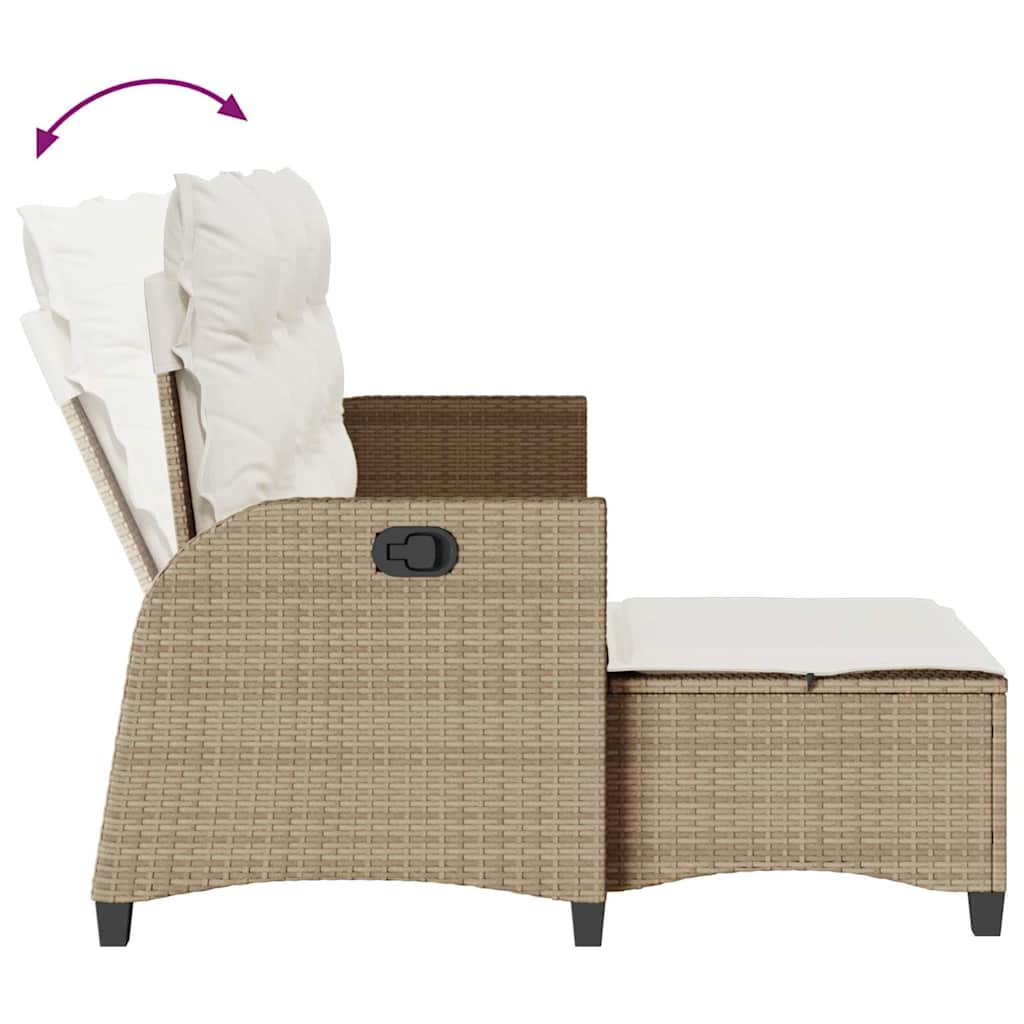 Set Divano da Giardino 3 pz con Cuscini a L Beige in Polyrattan
