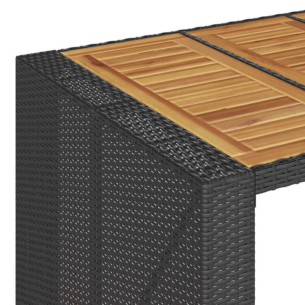 Set Bar da Giardino 3 pz con Cuscini Nero in Polyrattan Acacia