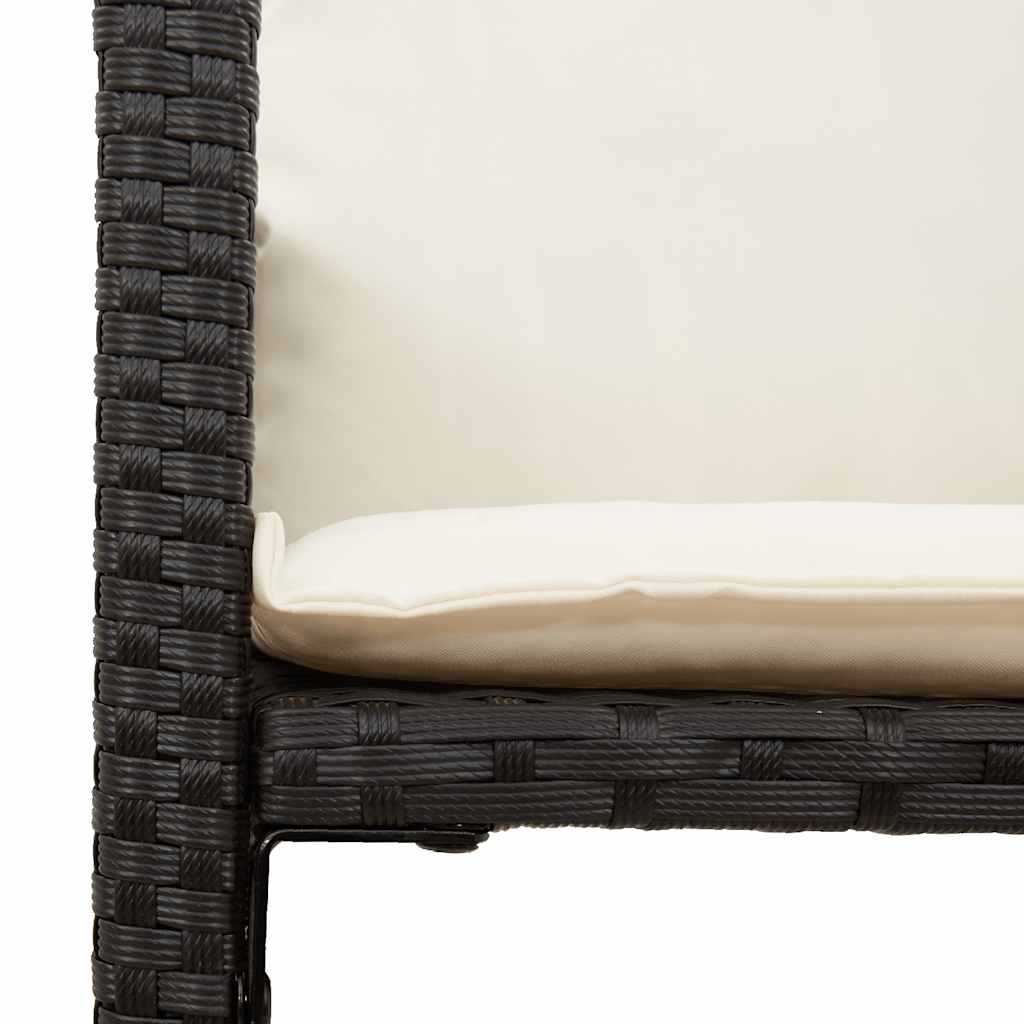 Set Bar da Giardino 3 pz con Cuscini Nero in Polyrattan Acacia