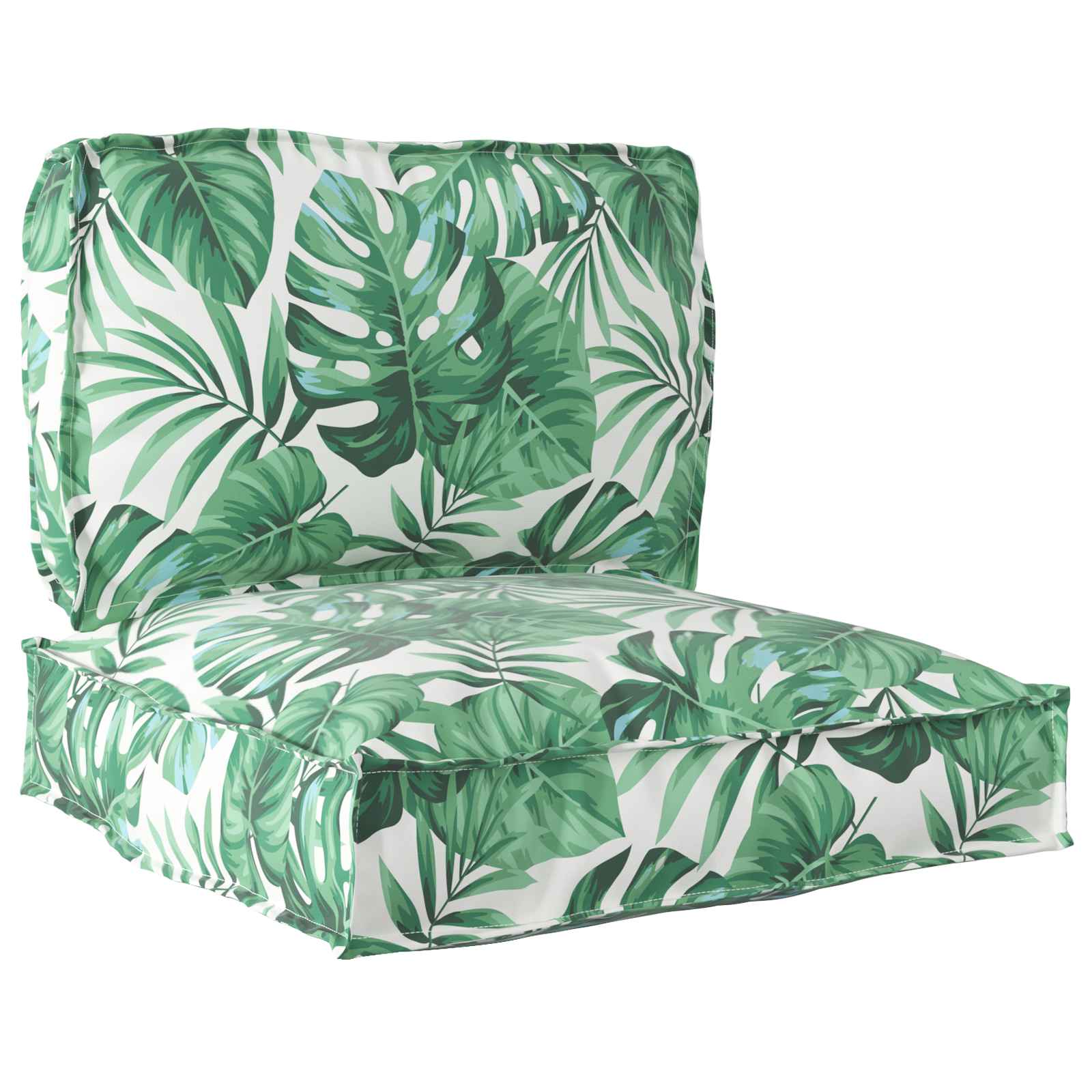 Set di Cuscini per Pallet Tessuto Oxford Motivo Foglia Verde