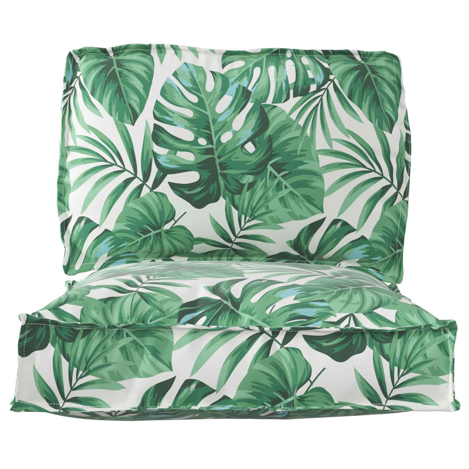 Set di Cuscini per Pallet Tessuto Oxford Motivo Foglia Verde