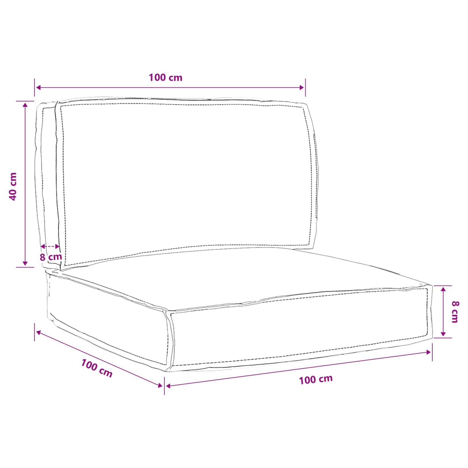 Set di Cuscini per Pallet Tessuto Oxford Motivo Foglia Verde