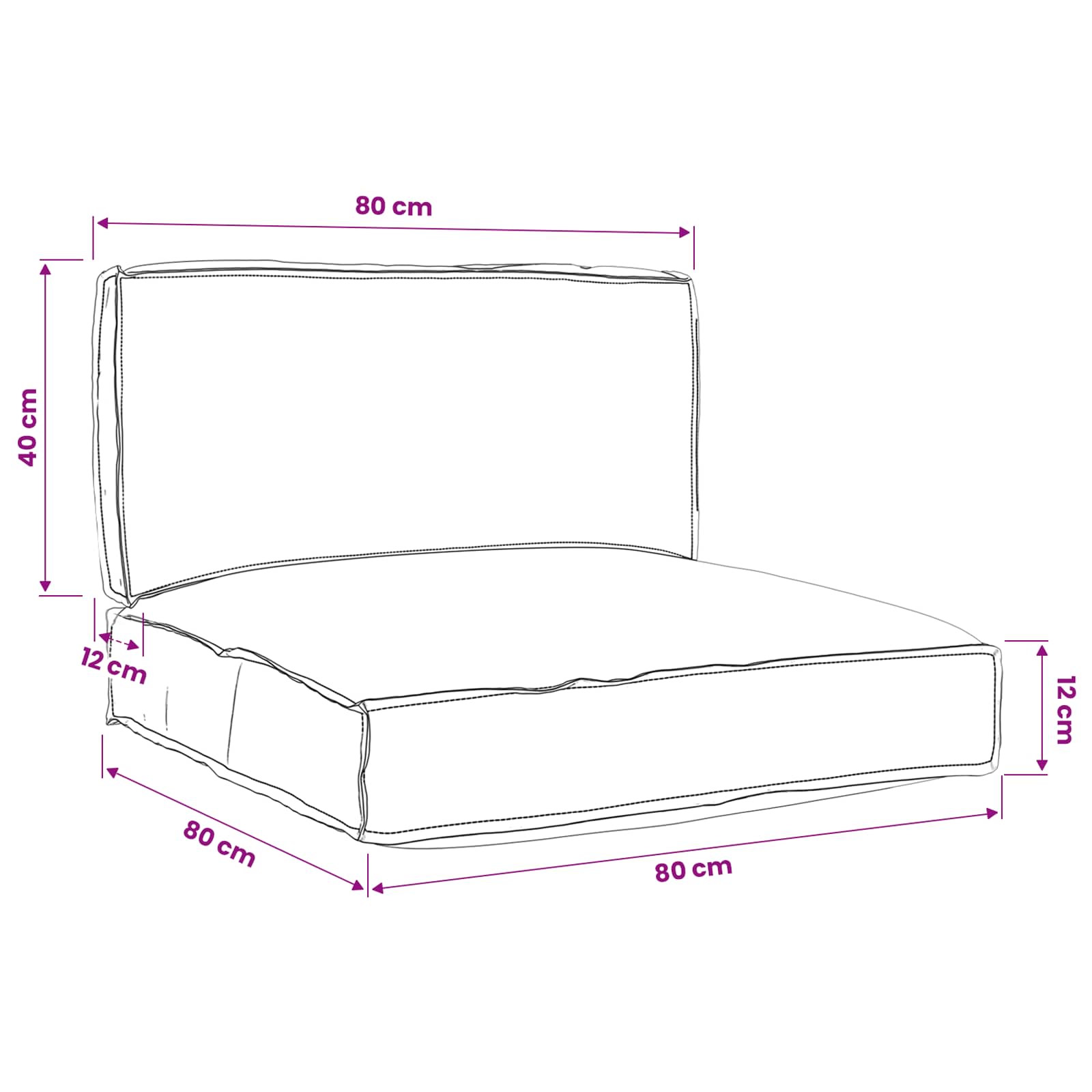 Set di Cuscini per Pallet Tessuto Oxford Talpa 80 x 80 x 52 cm