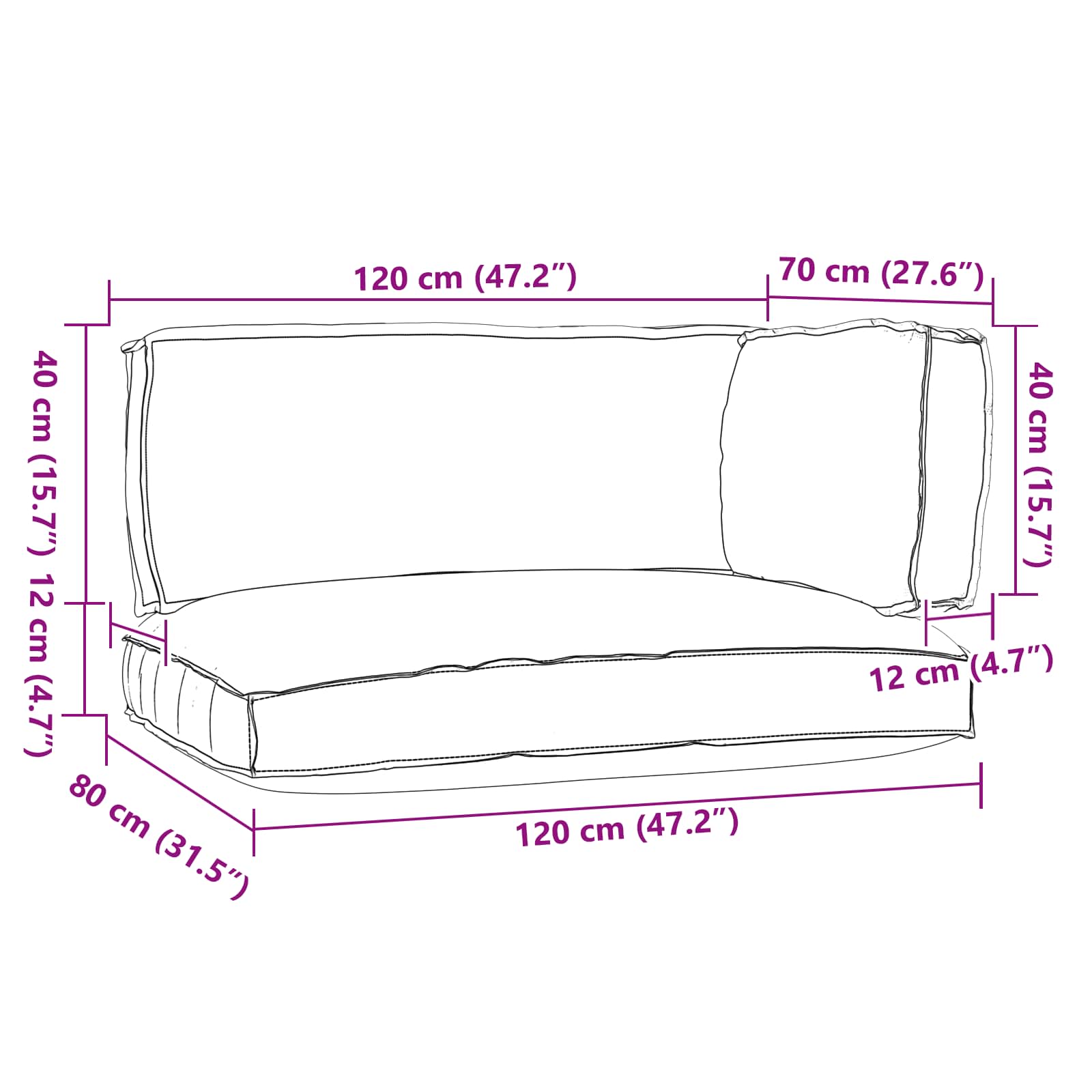 Set di Cuscini per Pallet Tessuto Oxford Grigio