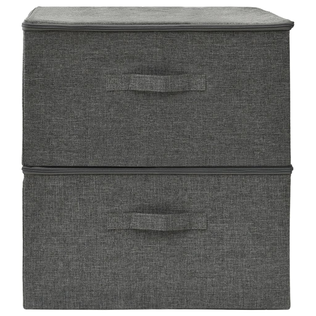 Scatole Portaoggetti 2pz in Tessuto 43x34x23 cm Antracite