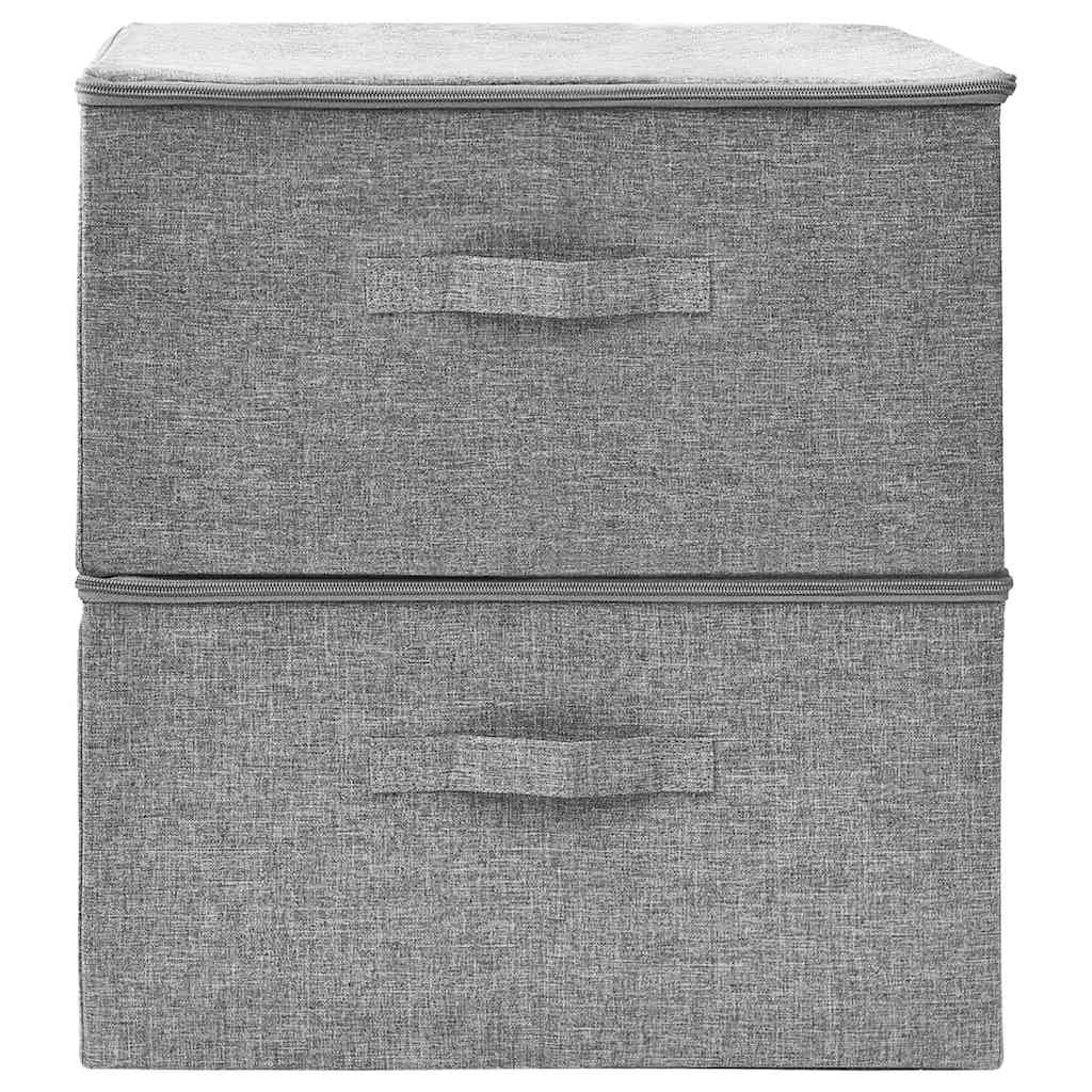 Scatole Portaoggetti 2pz in Tessuto 43x34x23 cm Grigio