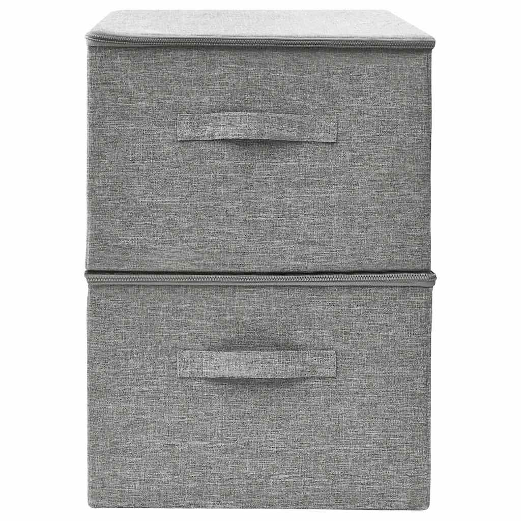 Scatole Portaoggetti 2pz in Tessuto 43x34x23 cm Grigio