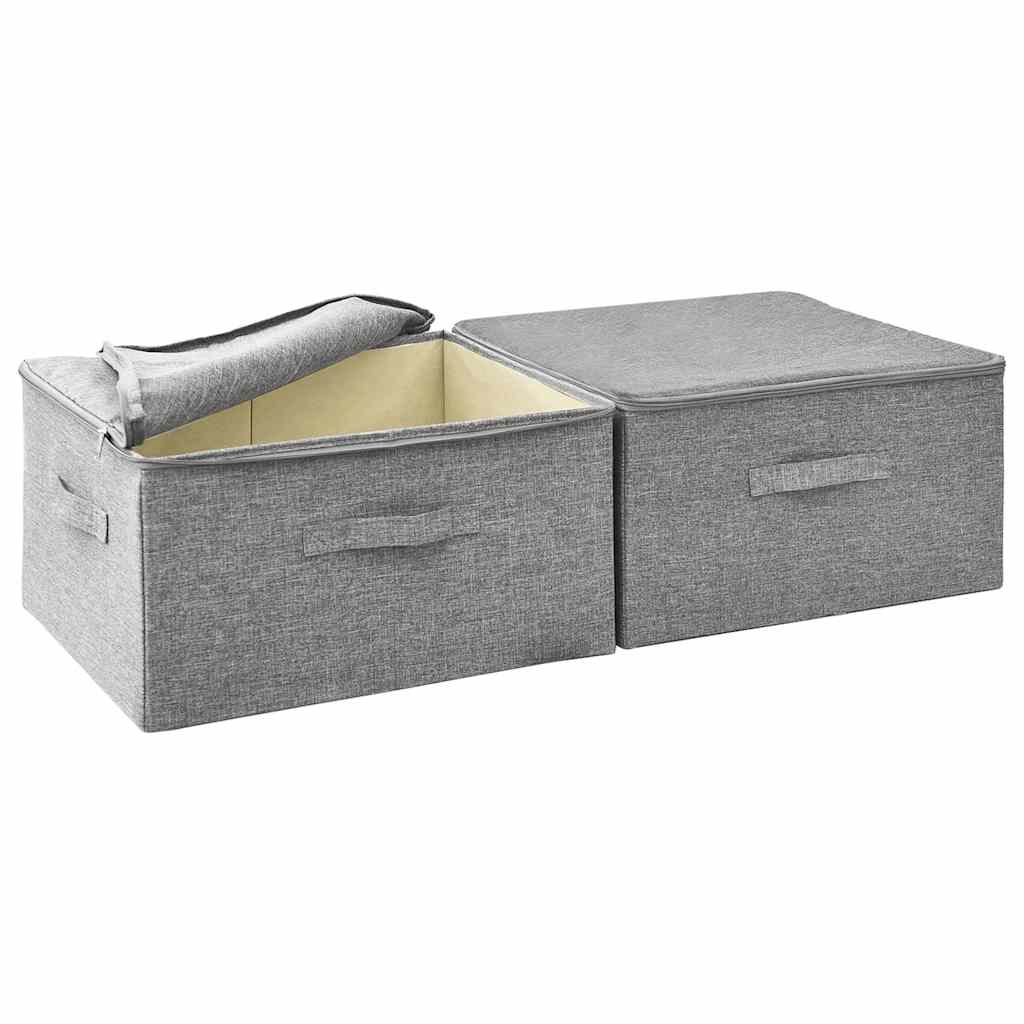 Scatole Portaoggetti 2pz in Tessuto 43x34x23 cm Grigio