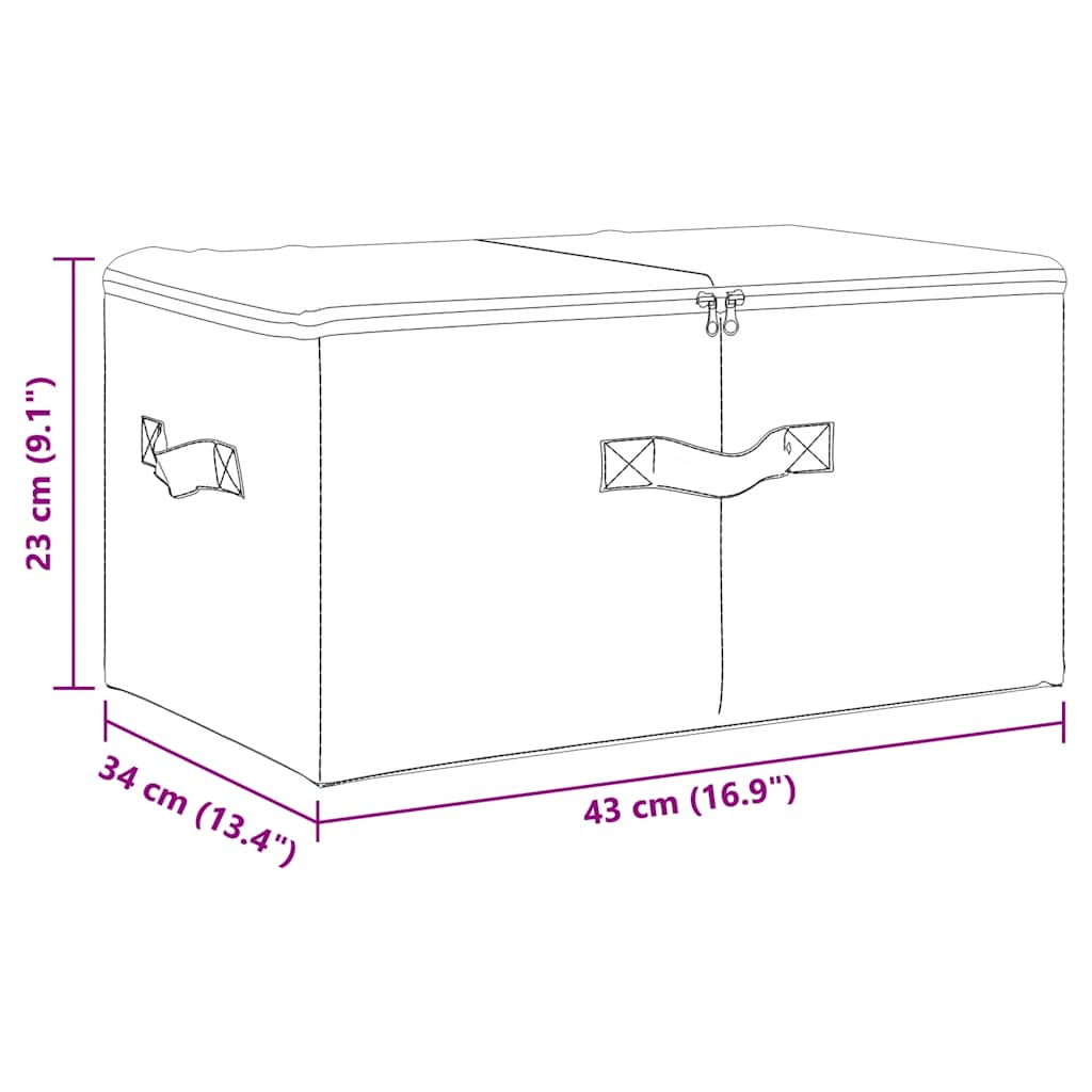 Scatole Portaoggetti 2pz in Tessuto 43x34x23 cm Crema