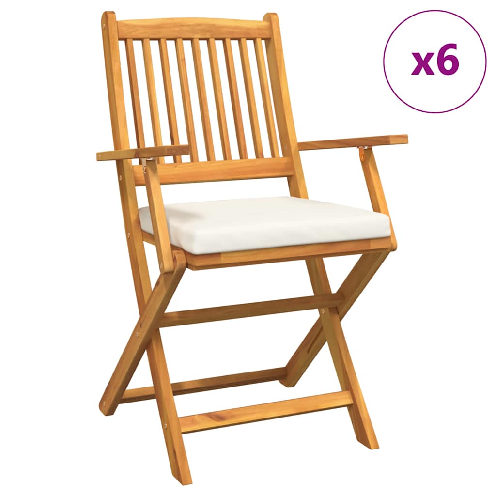 Sedia pieghevole 6 pz Bianco Legno massello di acacia